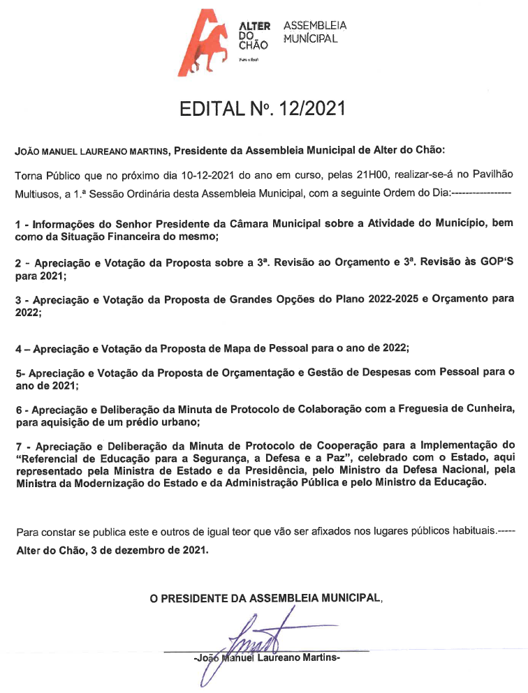 Assembleia Municipal Sessão Ordinária 1