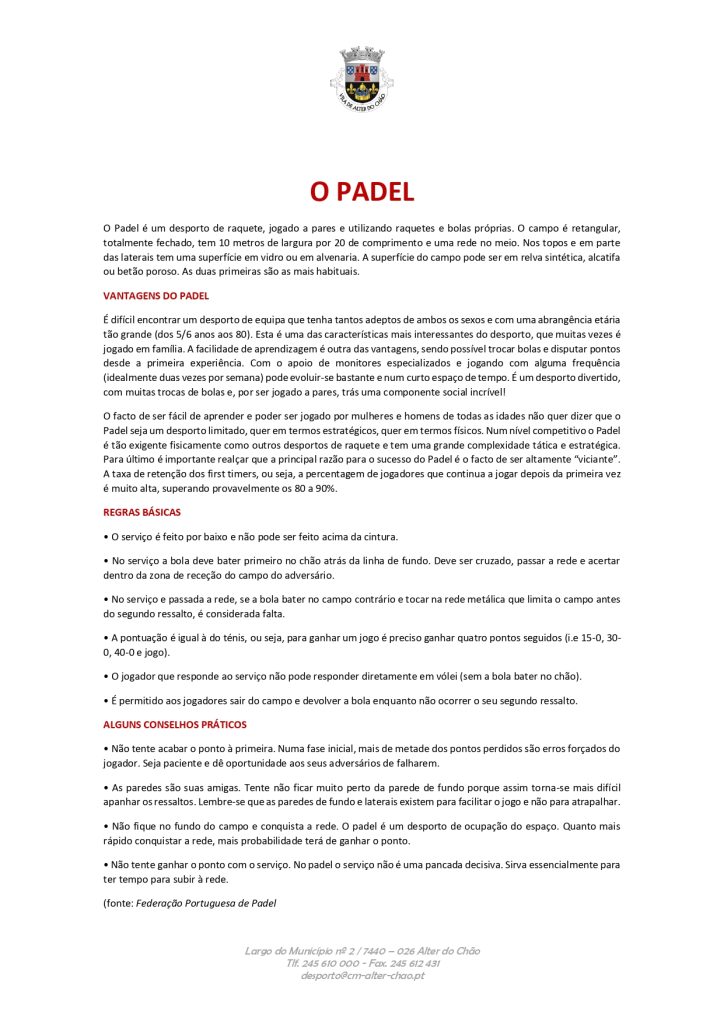 Regras de Padel